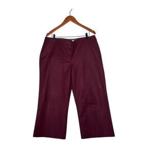 Boden size 14 burgundy cropped pockets wide leg high-rise stretchy dressy